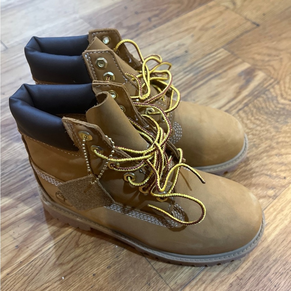 Timberland Kids Brown Boots with Yellow Laces